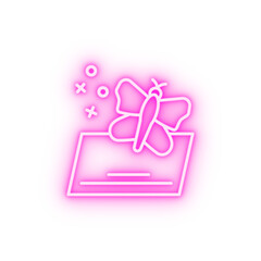 Silk butterfly textile bug neon icon