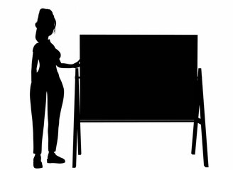 silhouette of a girl with a writing board on a white background 3d-rendering