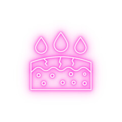 Cracks skin drop moistening neon icon