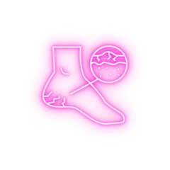 Heel dry cracks neon icon