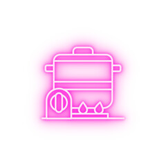 Pan stove timer neon icon