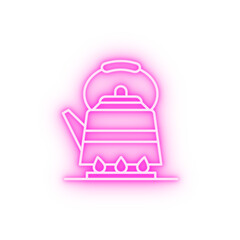 Stove kettle neon icon