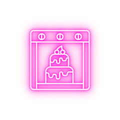 Stove cake neon icon