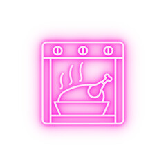 Obraz premium Stove chicken neon icon