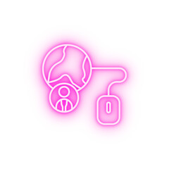 Web global consumer user neon icon
