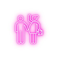 Customer pregnant man satisfaction neon icon