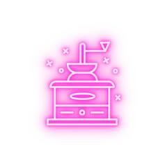 Hot coffee machine shop neon icon