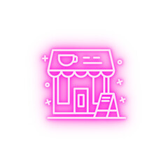 Coffee shop store neon icon