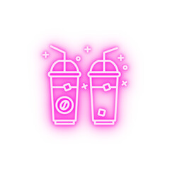 Iced coffee glass cold neon icon