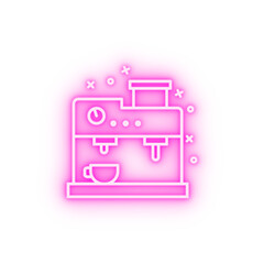 Machine coffee cup neon icon