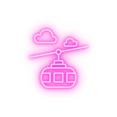 Ski lift cloud neon icon