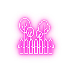 Fence trees garden neon icon