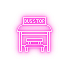 Bus stop bench neon icon
