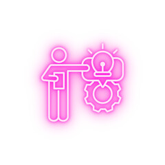 Businessman gear reinforcement neon icon