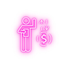 Businessman cash flow exchange neon icon