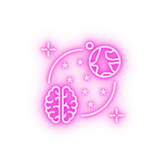 Astronomy planets brain neon icon