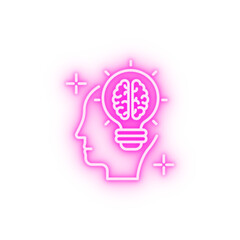 Idea bulb brain neon icon
