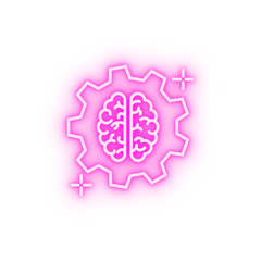 Gear brain neon icon