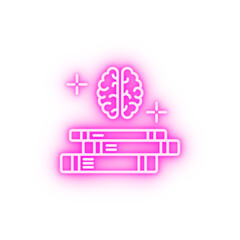 Knowledge books brain neon icon