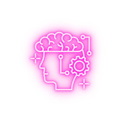 Intelligence gear brain neon icon