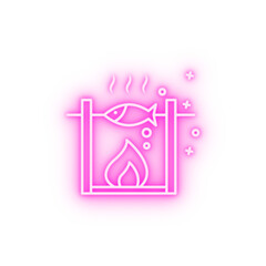 Grilling bbq cook fish neon icon