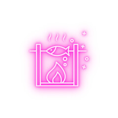 Grilling bbq cook fish neon icon