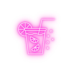 Fruit juice drink water glass neon icon