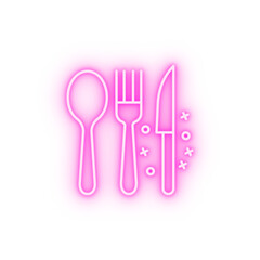 Cutlery knife spoon fork neon icon