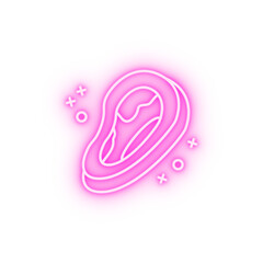 Beef steak meat neon icon