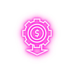 gear arrow dollar neon icon