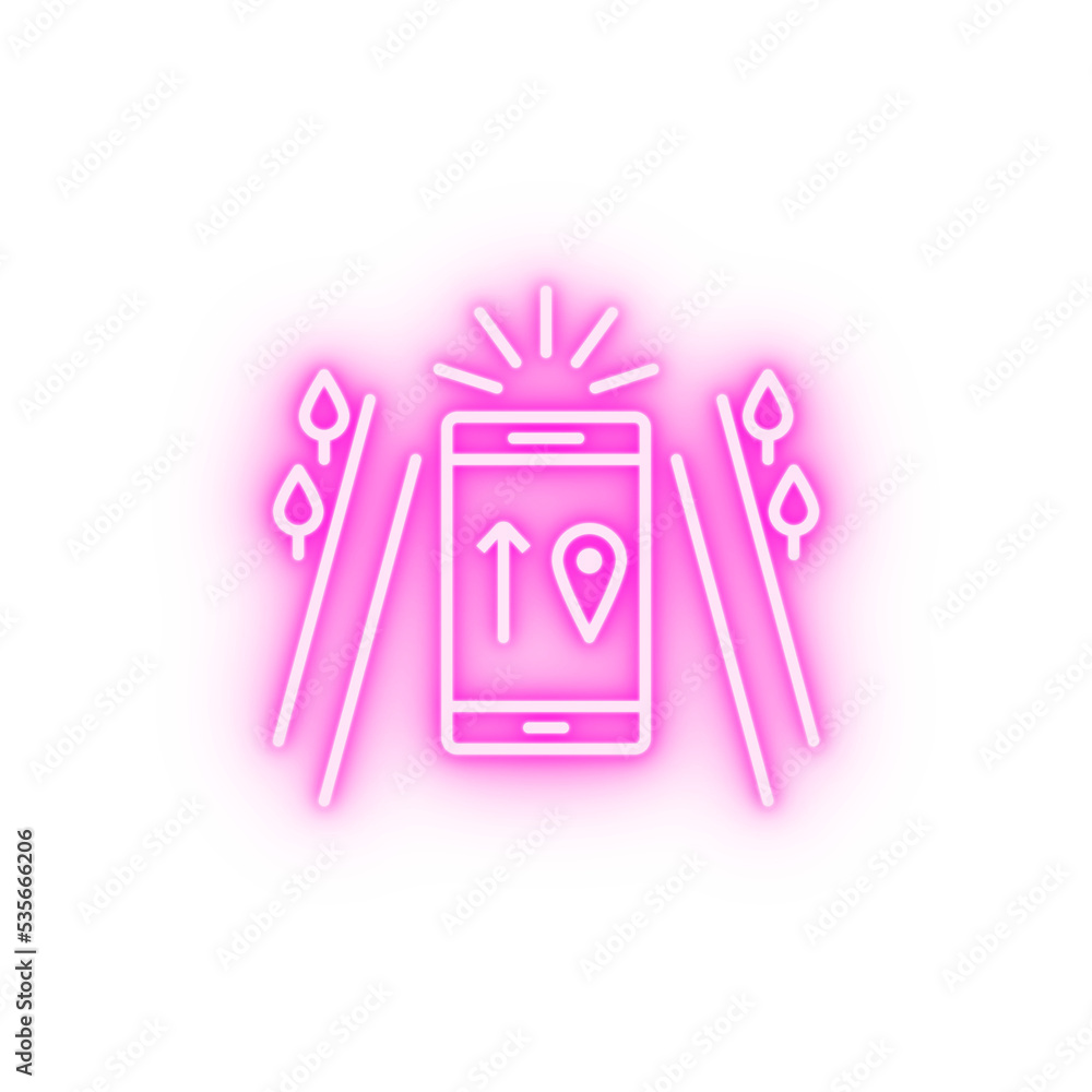 Poster augmented reality technology map navigation neon icon
