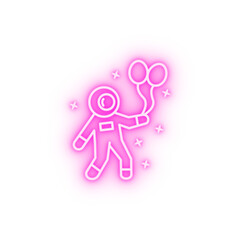 Balloon cosmonaut walk neon icon