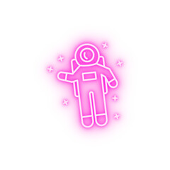 Astronaut flying happy neon icon
