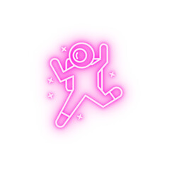 Astronaut jump star neon icon