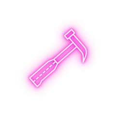 hammer tool neon icon