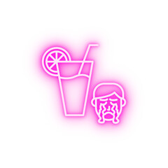 Juice allergic face neon icon