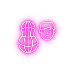 Peanut allergic face neon icon