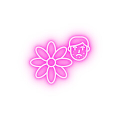 Flower allergic face neon icon