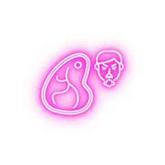 Meat allergic face neon icon
