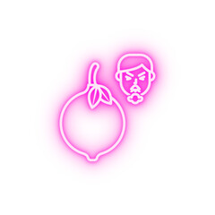 Citrus lemon allergic face neon icon