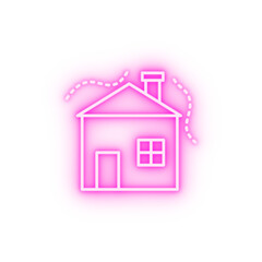 air pollution house neon icon