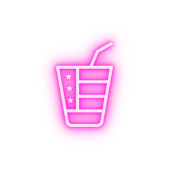 Drink bottle USA flag neon icon