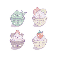 Cupcake character cute cartoon kawaii style