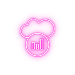 Cloud bar chart neon icon