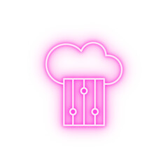 Cloud computing settings SEO neon icon