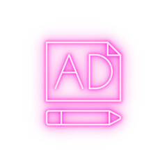 Advertisement pen SEO neon icon