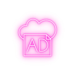 Cloud computing advertisement SEO neon icon