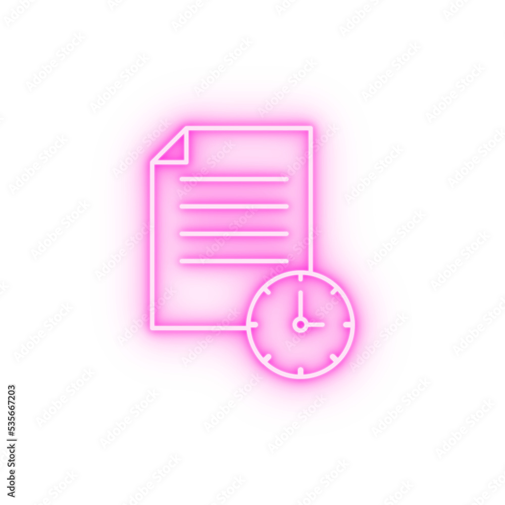Poster message clock document neon icon