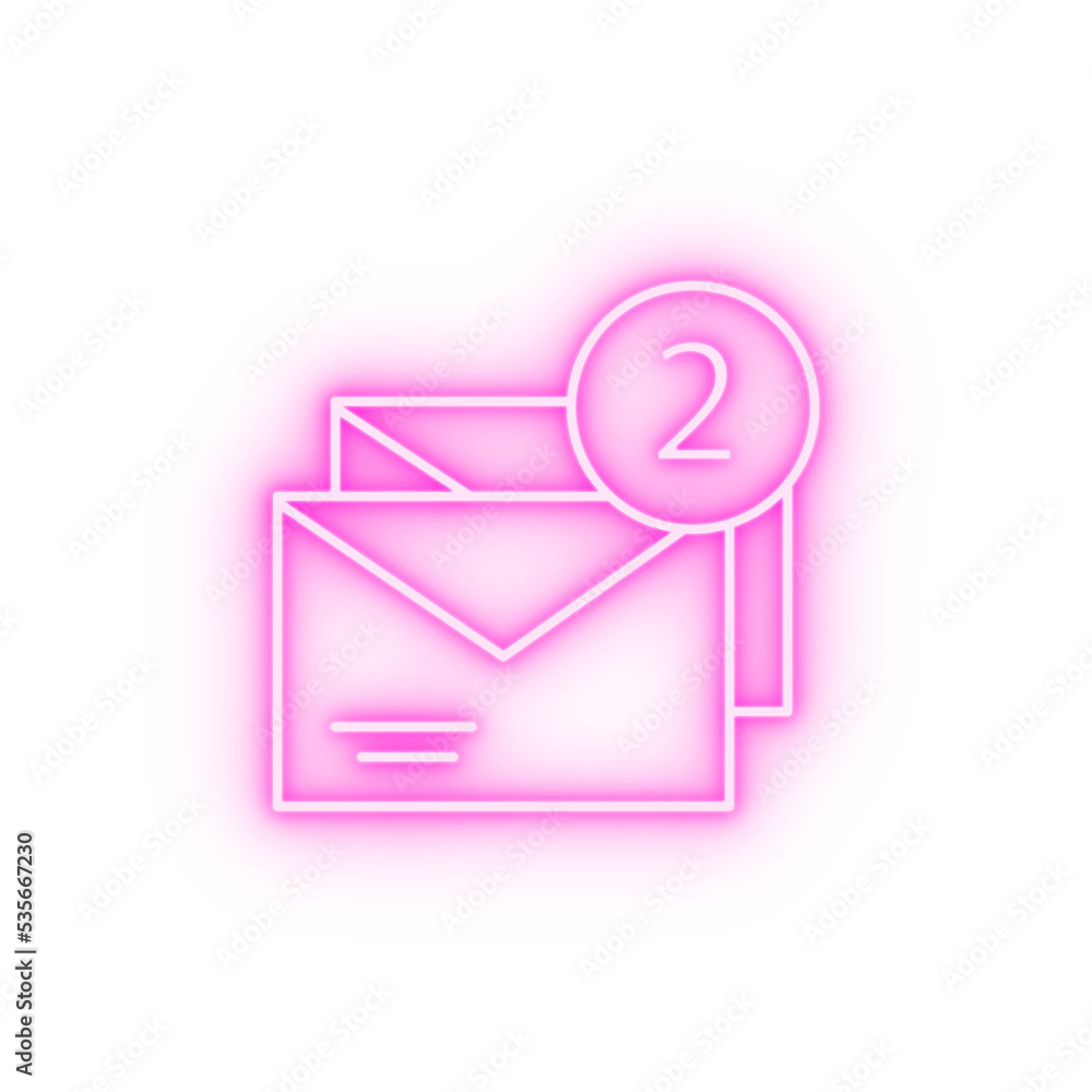 Sticker Two envelopes message neon icon