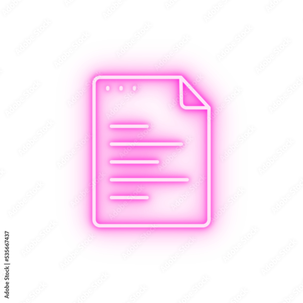 Wall mural file document text neon icon